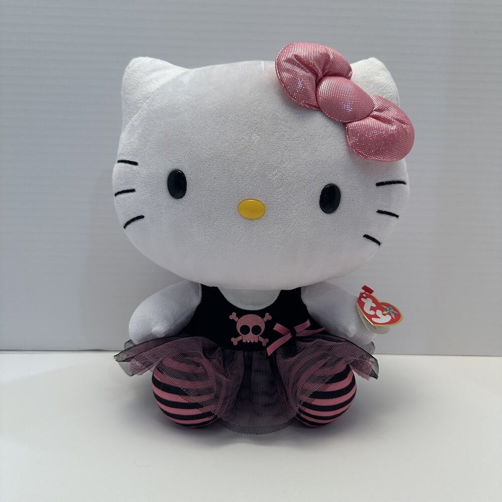 2013 RARE Sanrio Hello Kitty Punk Rock 12" Plush TY Beanie Baby